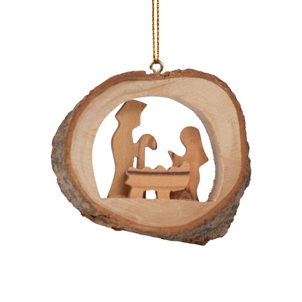 Olive Wood Nativity Ornament