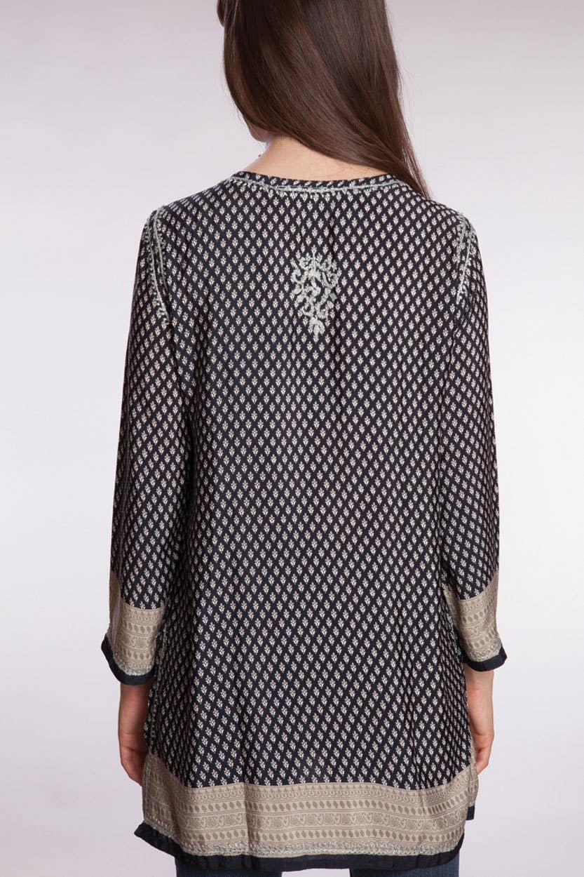 Deena Embroidered Tunic - Black