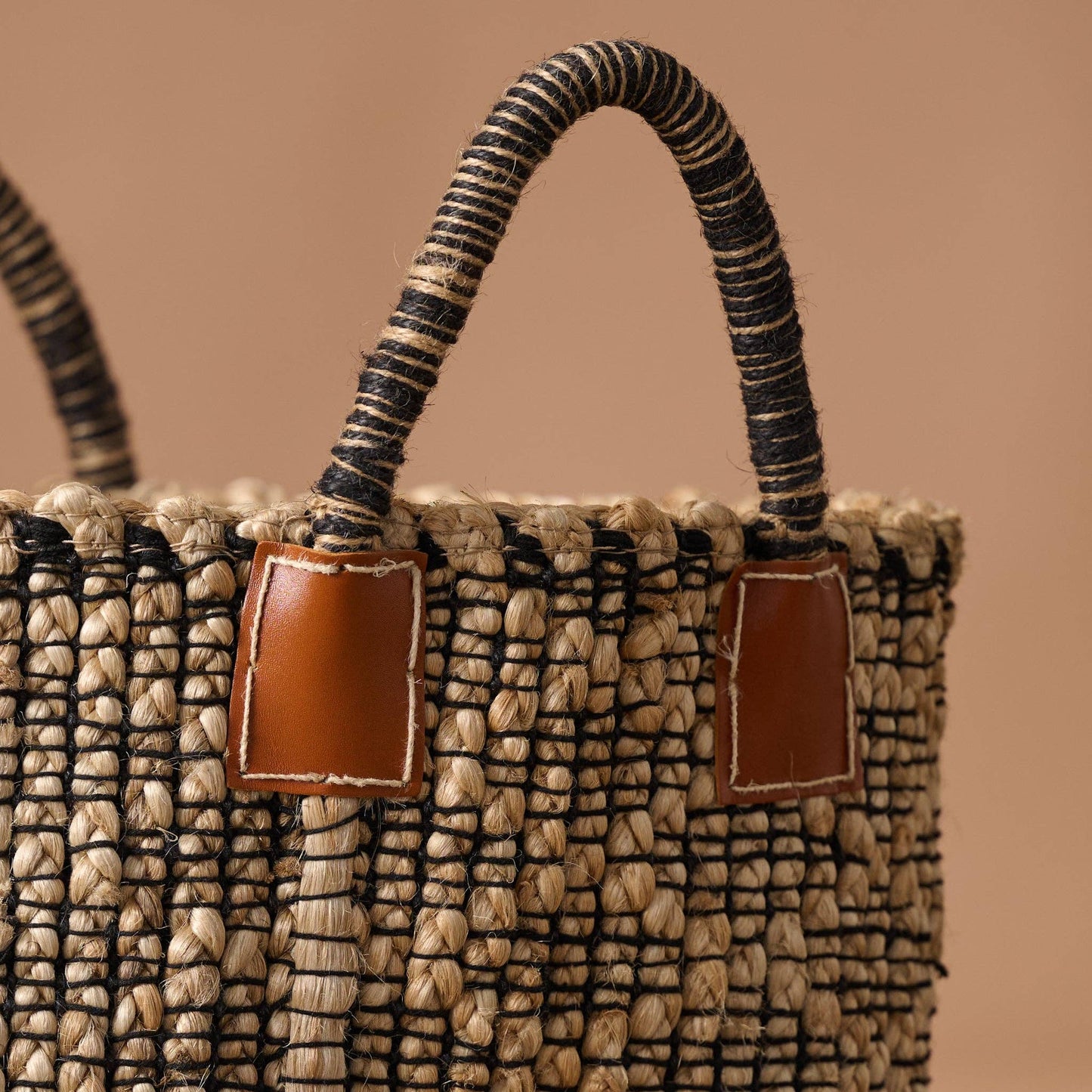 Handled Diamond Jute Basket - 14"