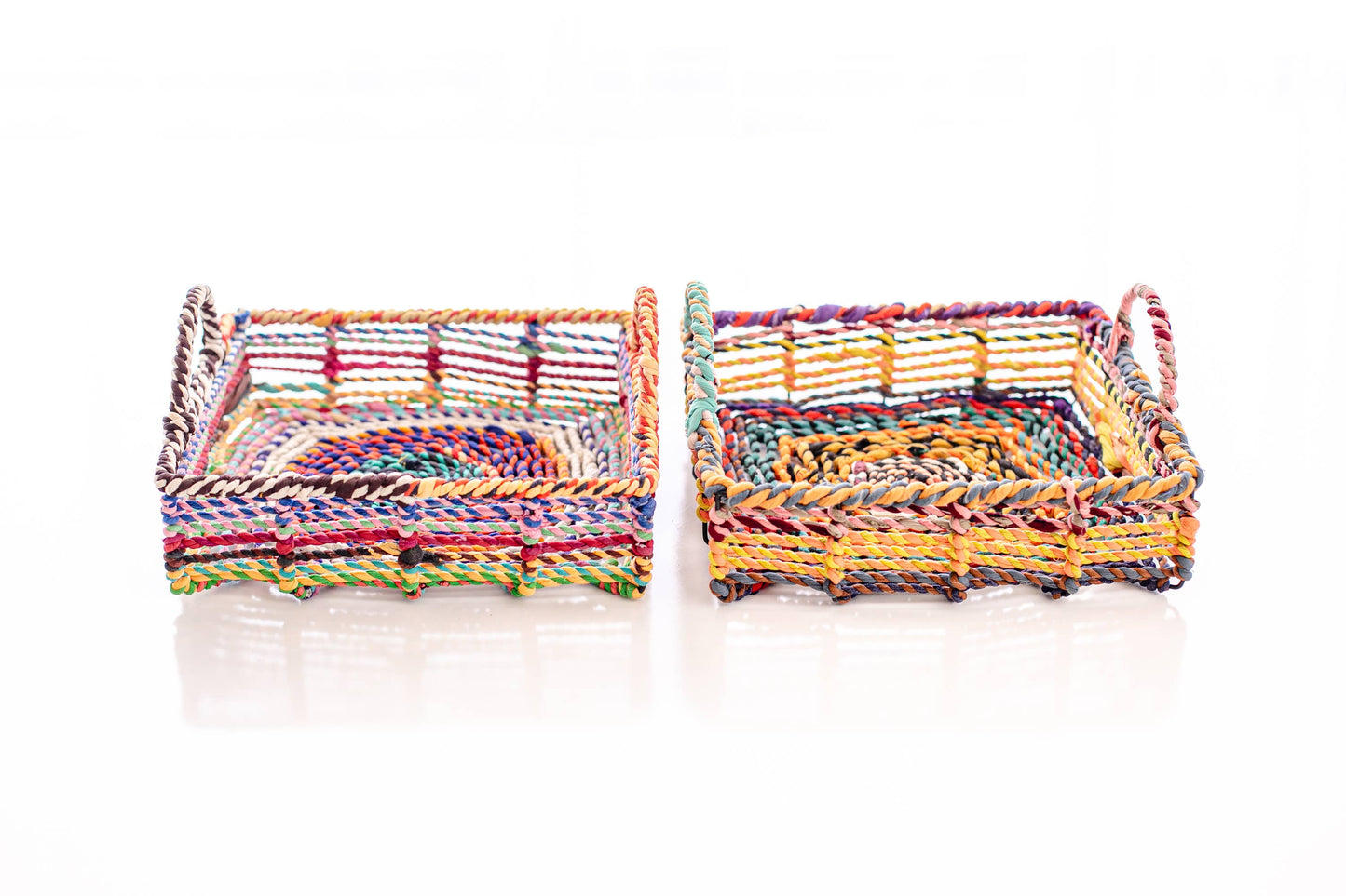 Sari Wrapped Wire Square Tray w/Handles