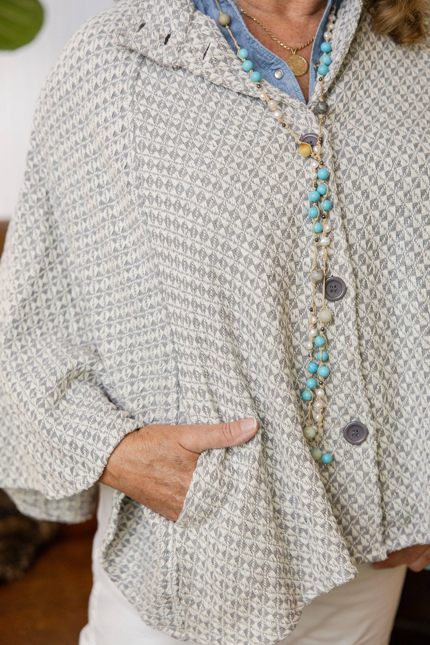 Pocketed Knit Poncho