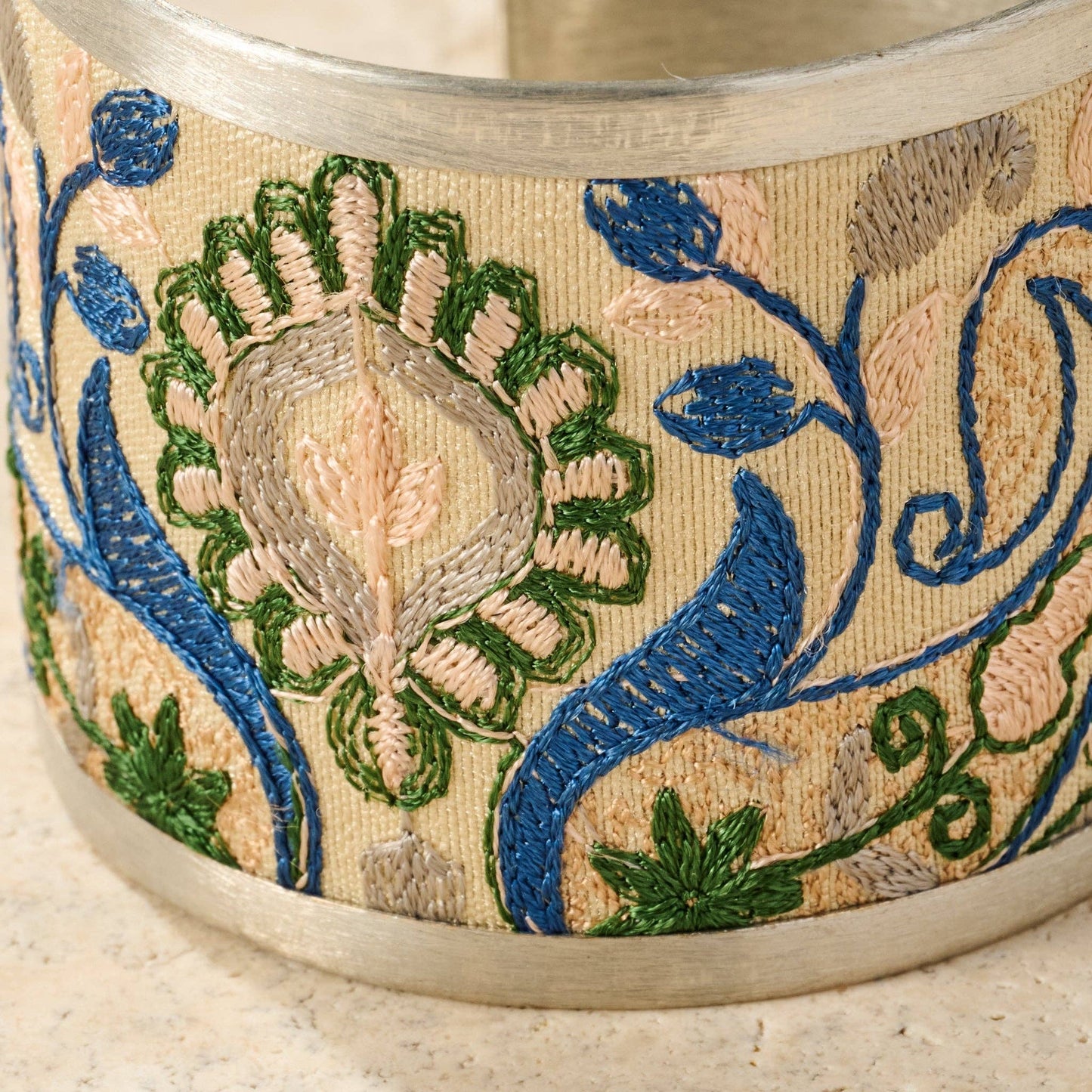 Green/Blue Silk Embroidered Cuff