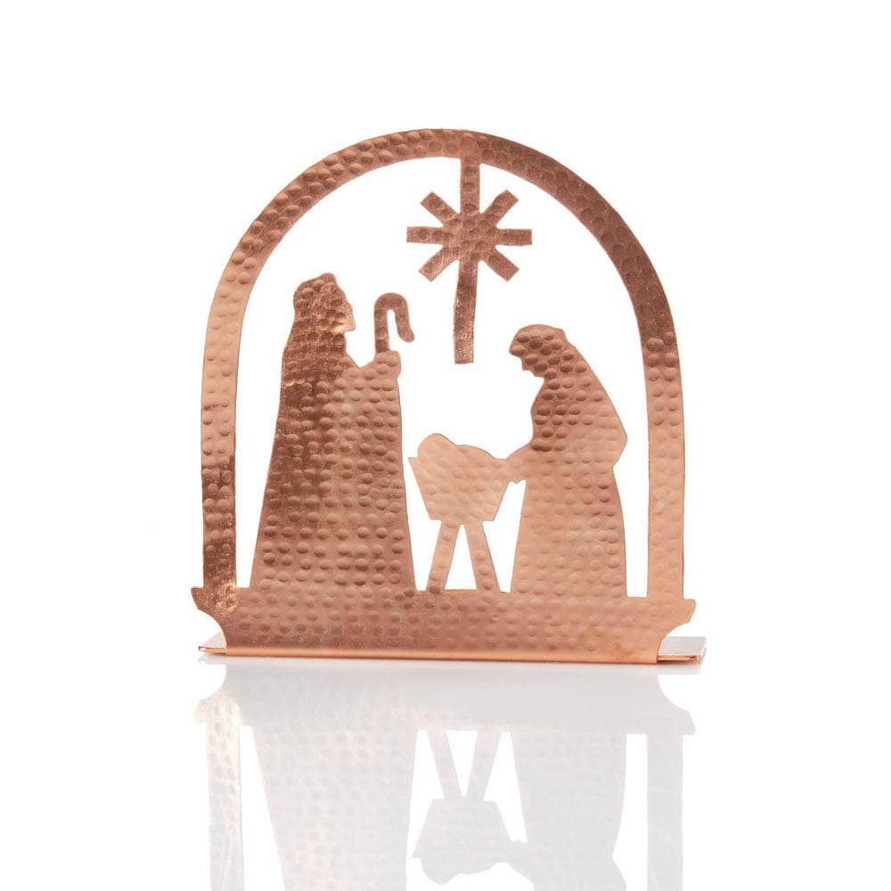 Copper Christmas Candle Holder Nativity