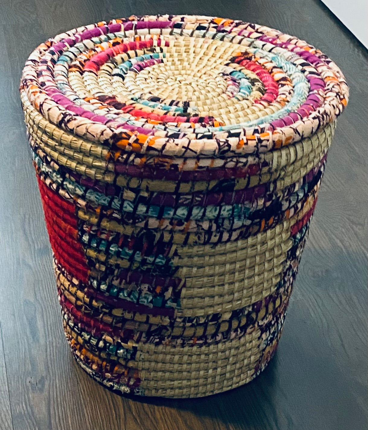 Sari Fabric Basket w/ Lid - Large
