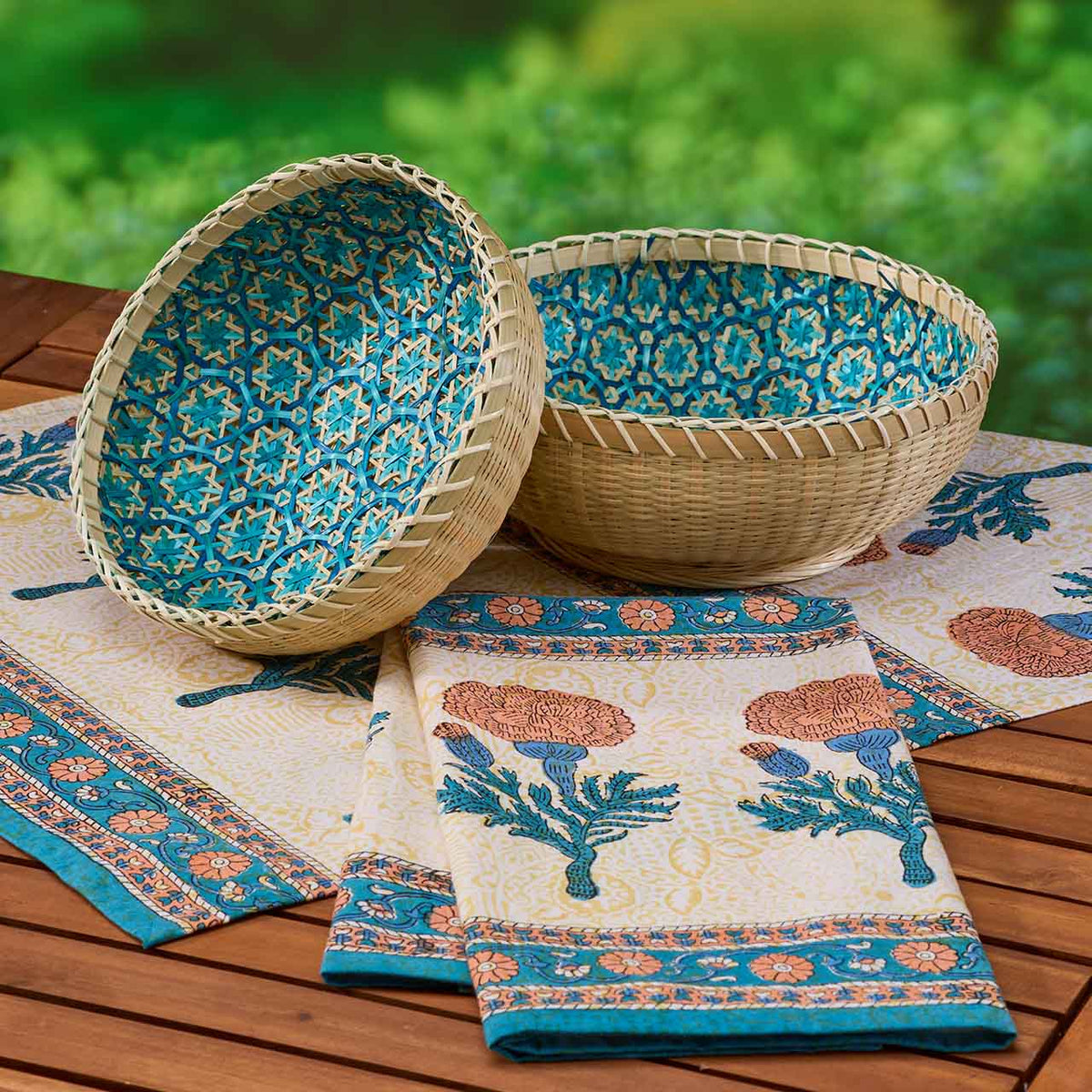 Woven Bamboo Basket Bowls - Medium