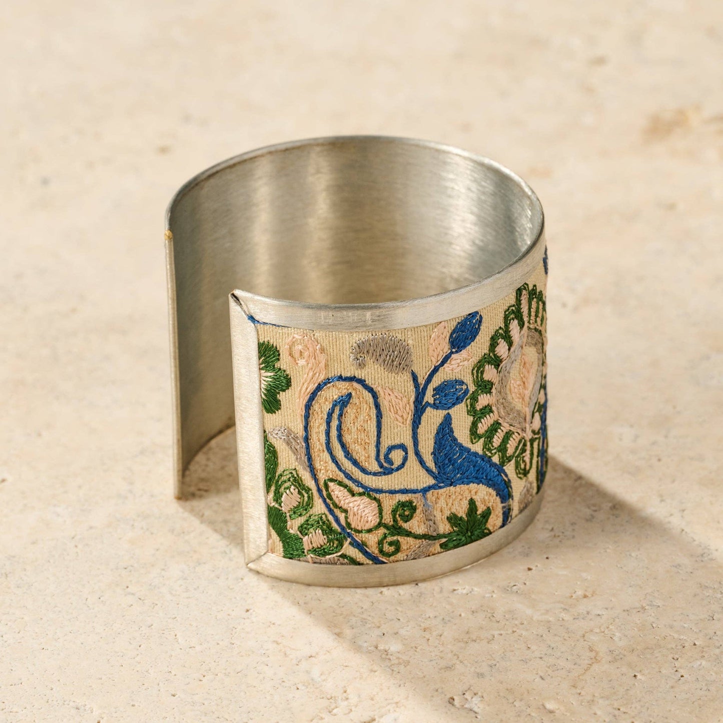 Green/Blue Silk Embroidered Cuff