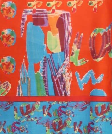 Pocketed Dress w/ Orange Pattern and Turquoise Trim