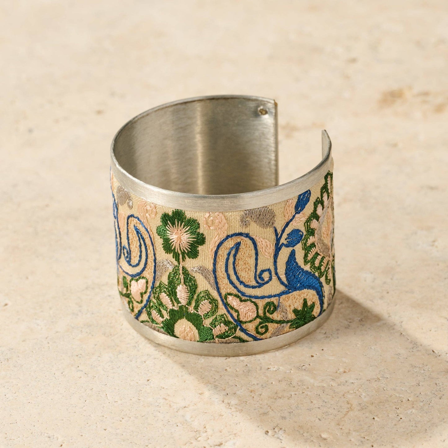 Green/Blue Silk Embroidered Cuff