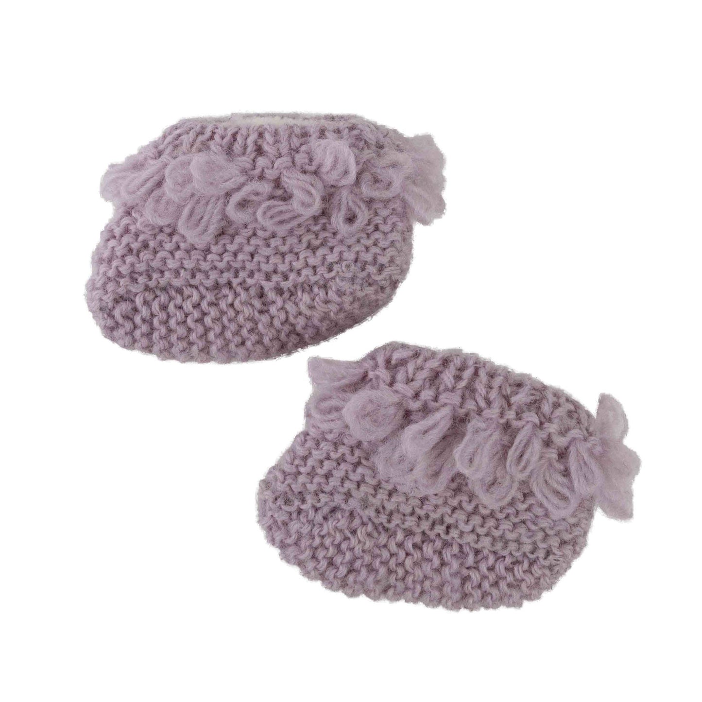 Lavender Knit Baby Booties
