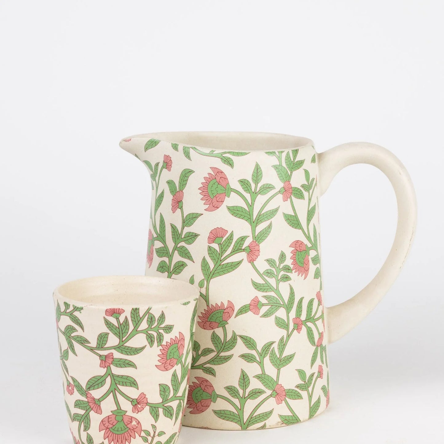 Pink Blooms Pitcher & Tumbler Set