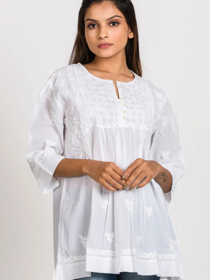 Hand Embroidered Tunic - white