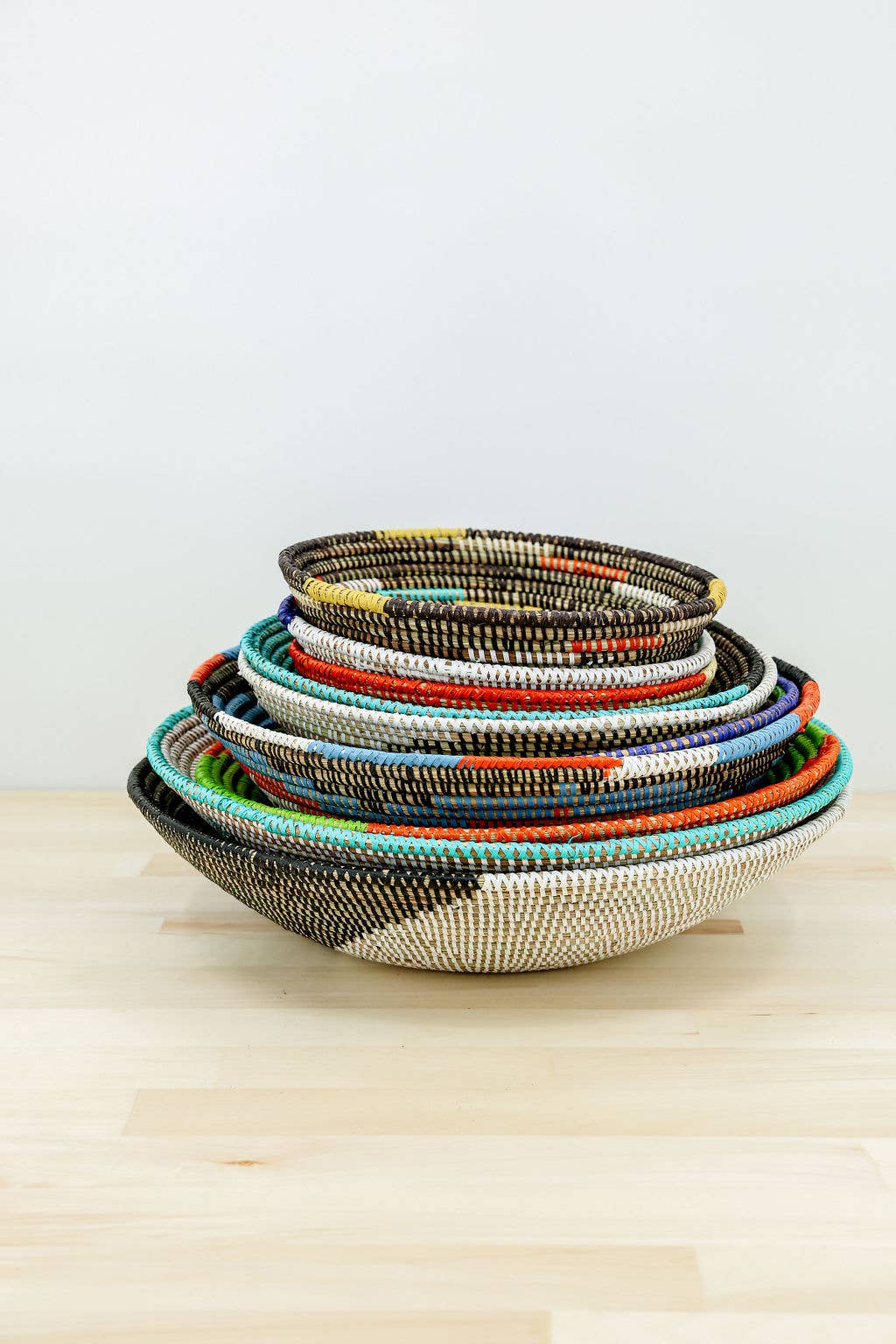 Multi-Color Sweet Grass Wall Basket / Bowl - Large