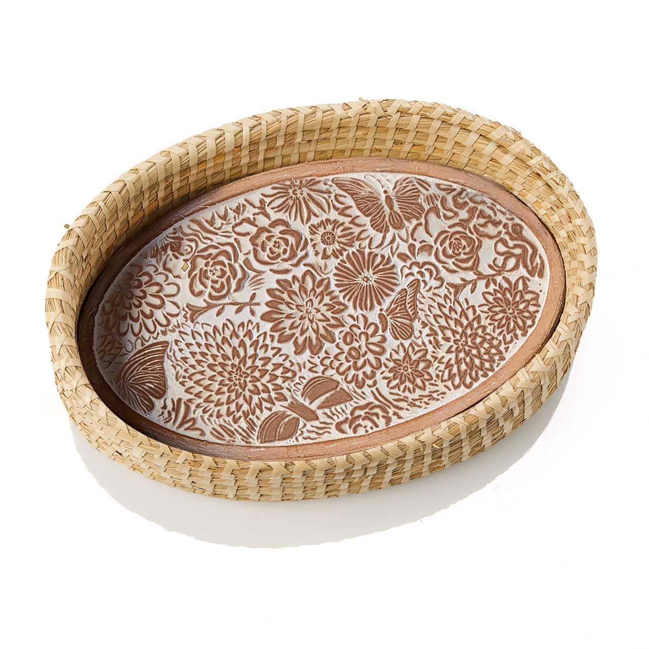 Oval Bread Basket w/Butterfly Garden Warmer & Lid