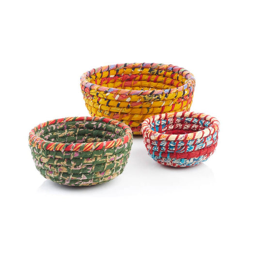 Sari Wrapped Kaisa Grass Baskets - Large