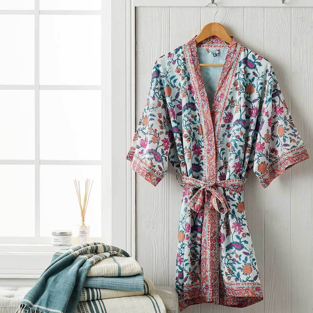Cotton Laila Block Print Short Robe