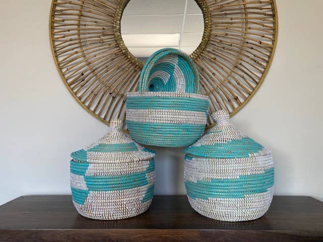 Small Lidded Sweet Grass Basket