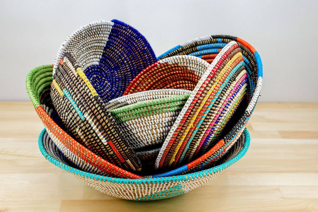 Multi-Color Sweet Grass Wall Basket / Bowl - Large