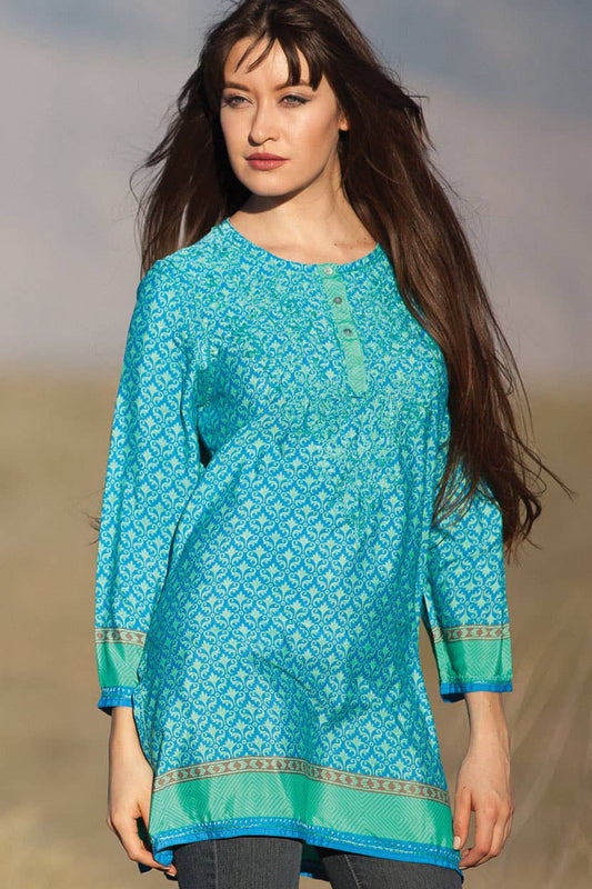 Deena Embroidered Tunic - Turquoise