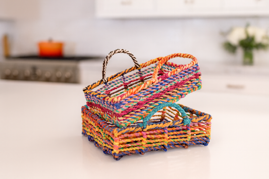 Sari Wrapped Wire Square Tray w/Handles