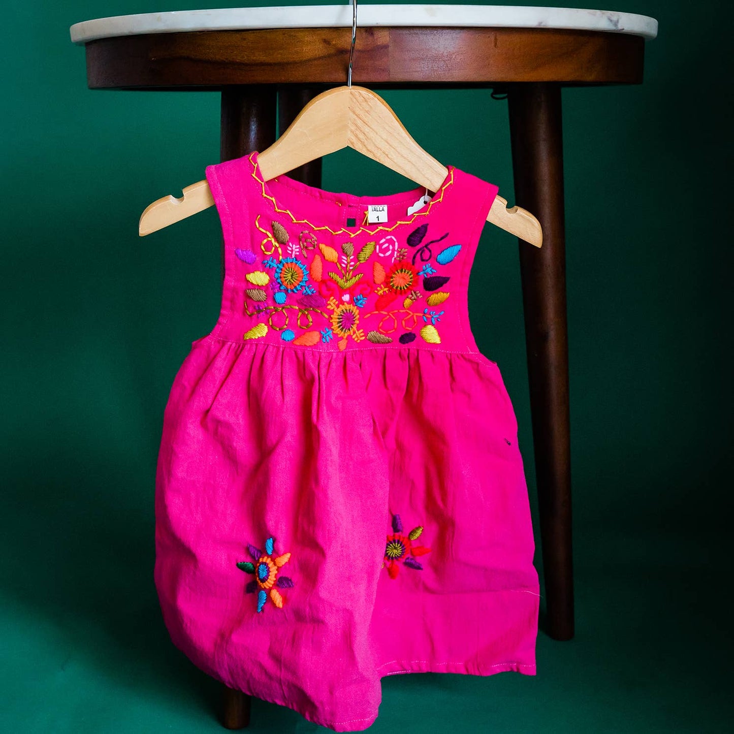 Girl's Embroidered Sleeveless Dress-Pink
