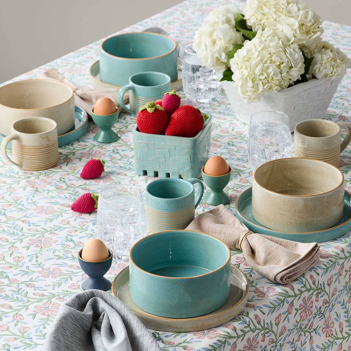 Turquoise and Tan Ceramic Mug