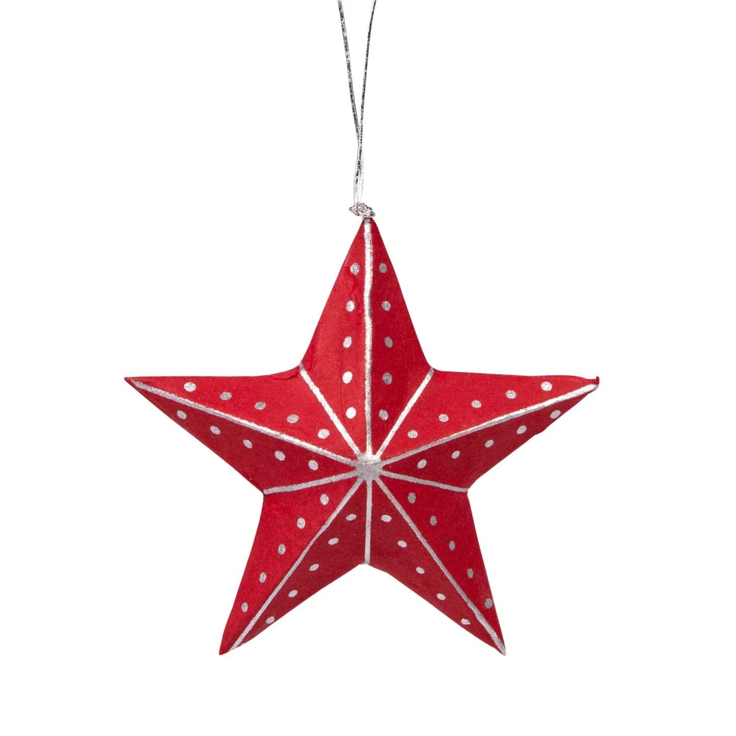 Silver & Red Star Ornament