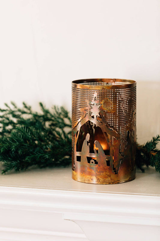 Iron Nativity Candleholder