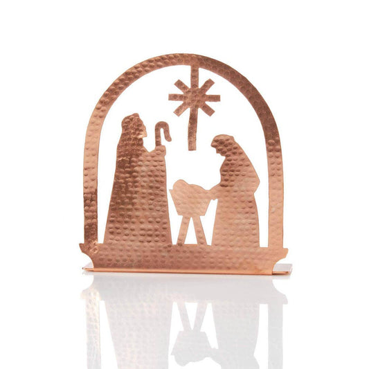 Copper Christmas Candle Holder Nativity