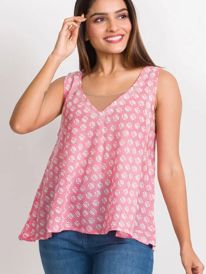 Sleeveless Salmon Top