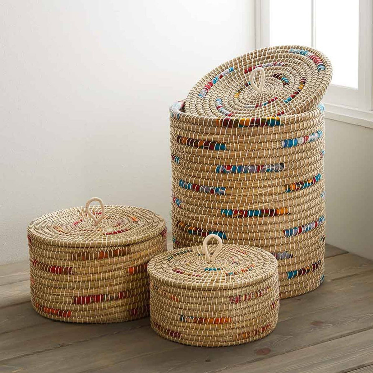 Chindi Stripe Laundry Basket