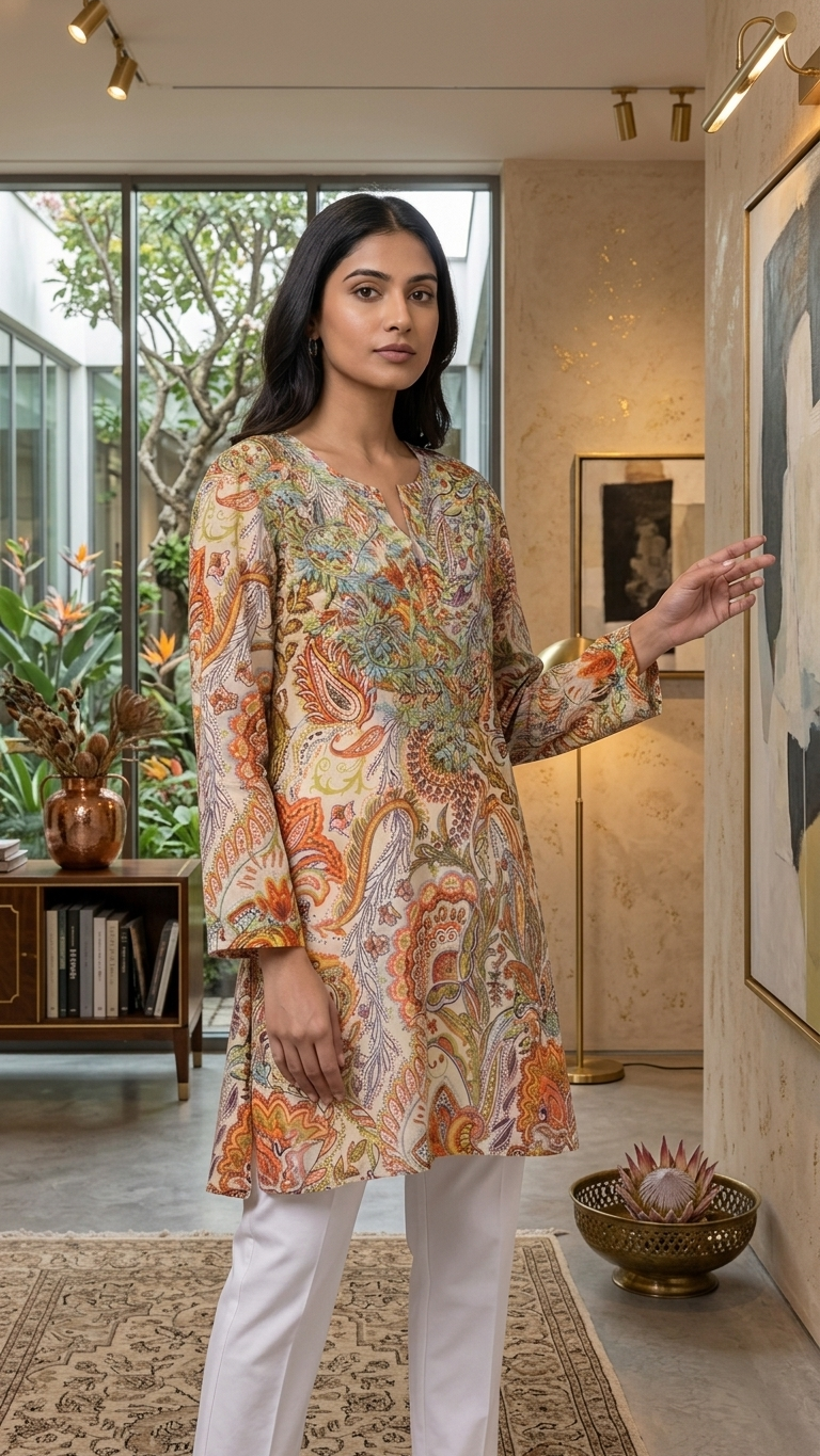 Saffron Bloom Organic Cotton Tunic