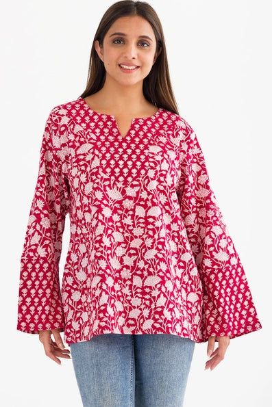 Red & White Block Print Tunics