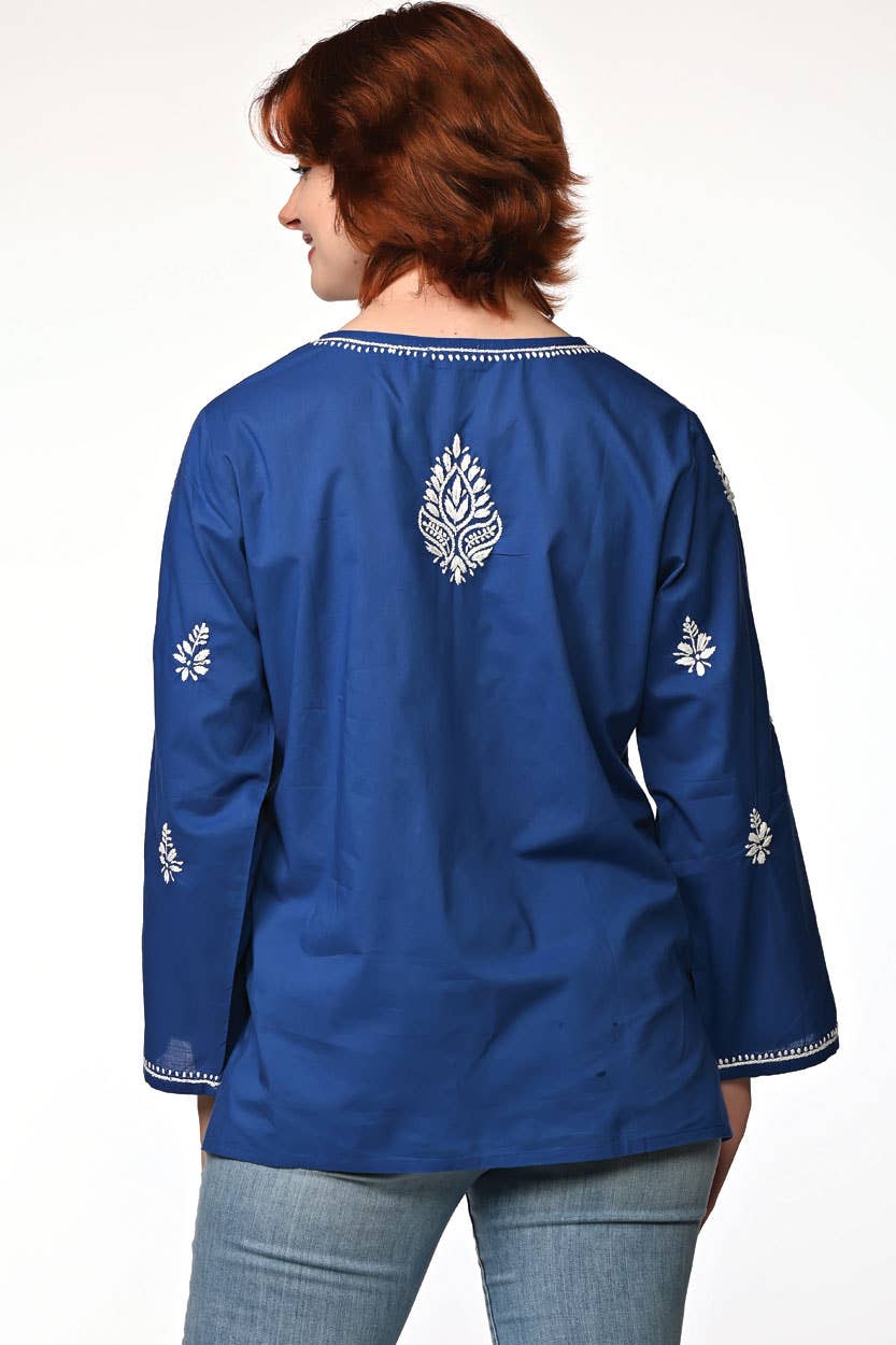 Hand Embroidered Tunic - Navy Blue