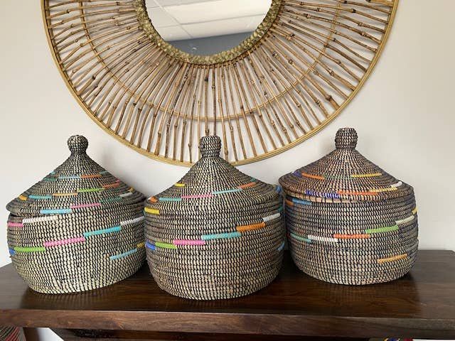 Small Lidded Sweet Grass Basket