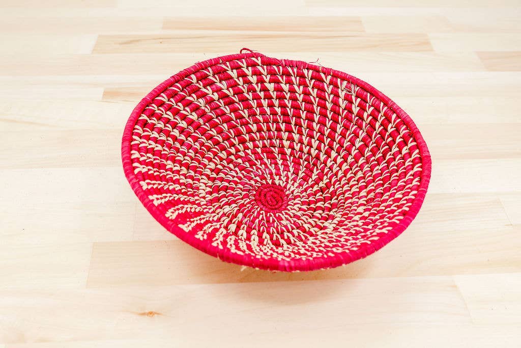 Red Raffia Spiral Basket