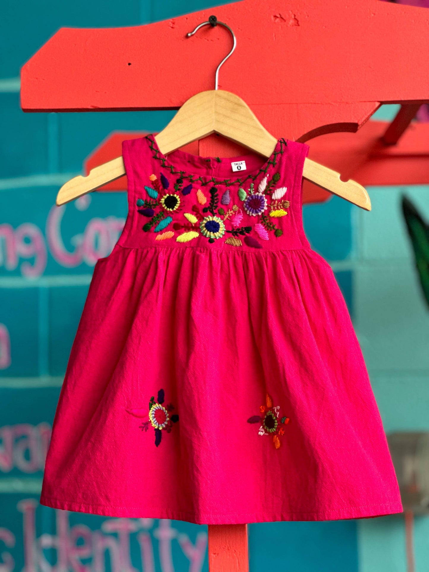 Girl's Embroidered Sleeveless Dress-Pink