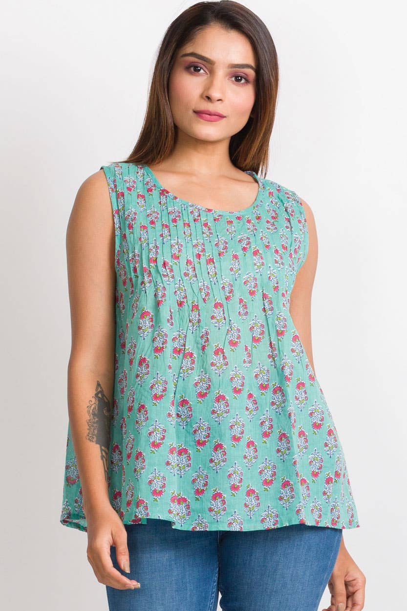 Turquoise Sleeveless Top