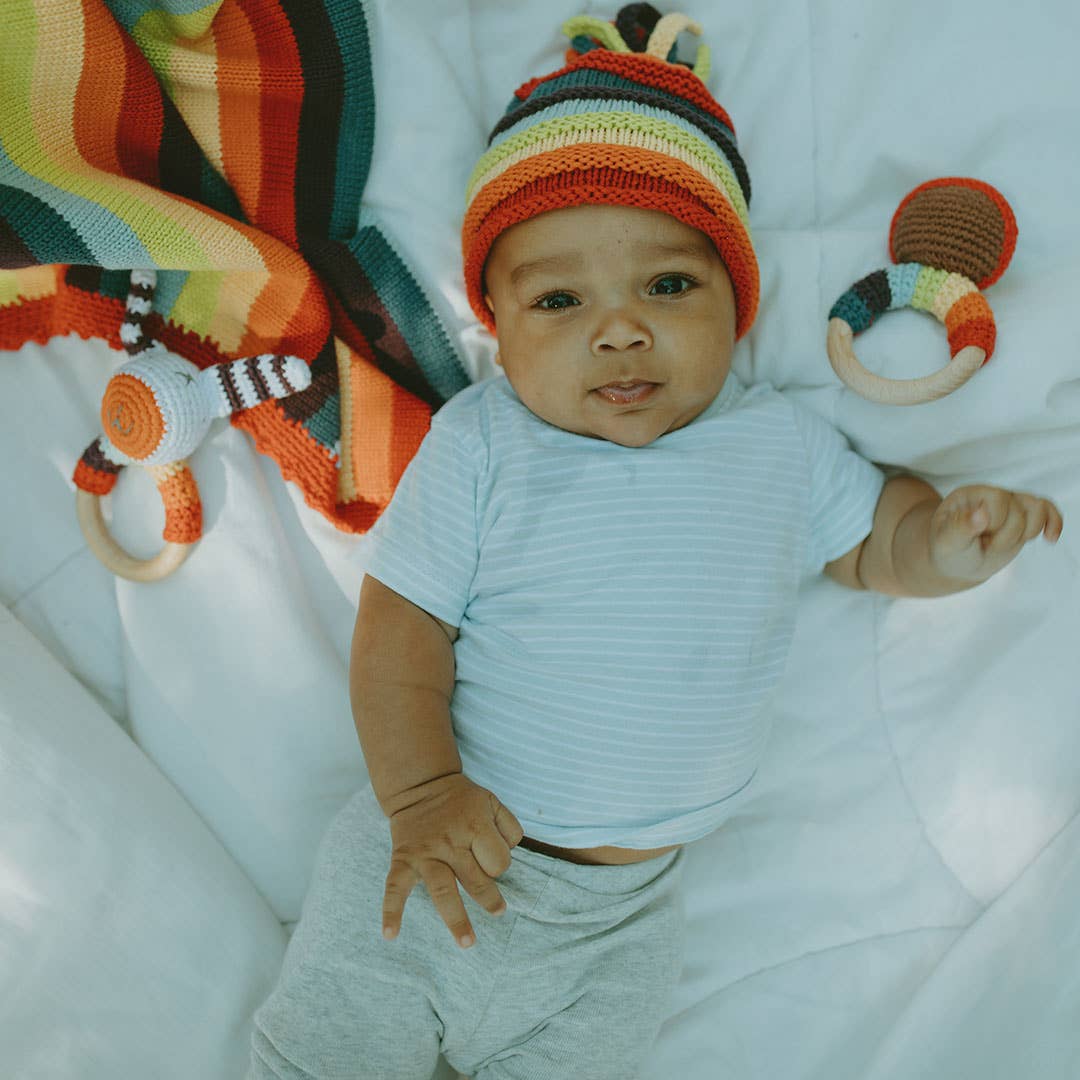 Rainbow Striped Baby Beanie