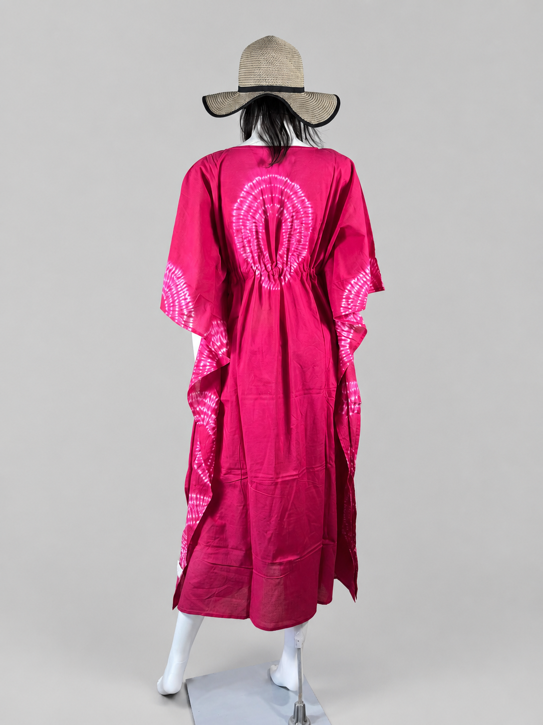 Tie-Dye 100% Cotton Kaftan Dress - Pink