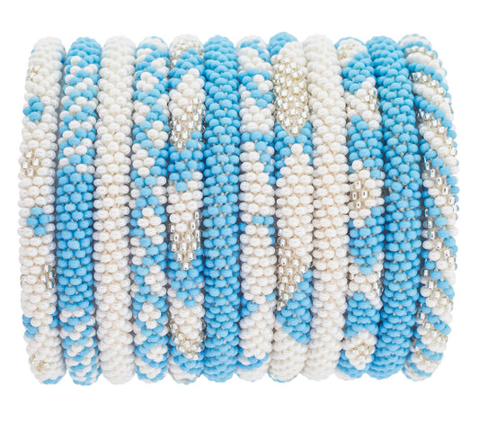 Roll-On® Bracelets - Carolina Blue and White