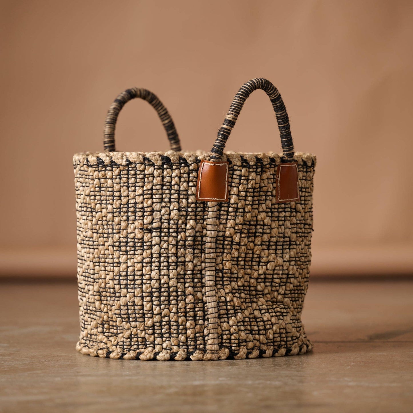 Handled Diamond Jute Basket - 14"