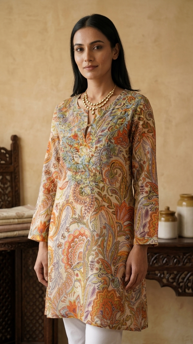 Saffron Bloom Organic Cotton Tunic