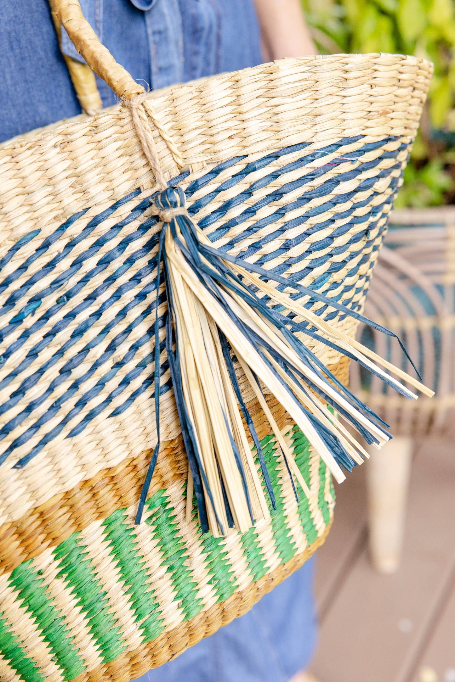Striped Grass Market Tote