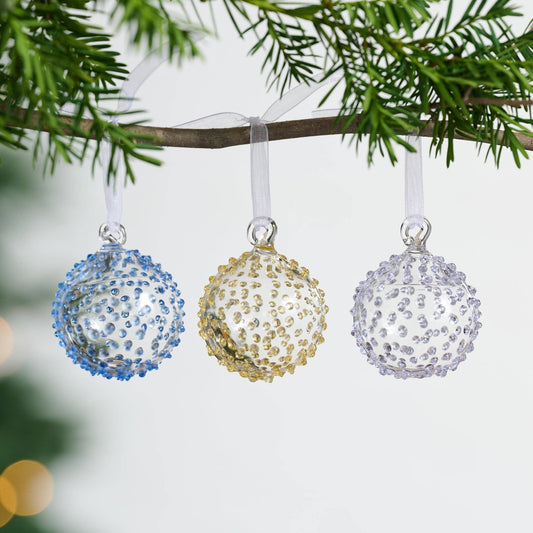 3-Piece Blown Studded Glass Ornament Set