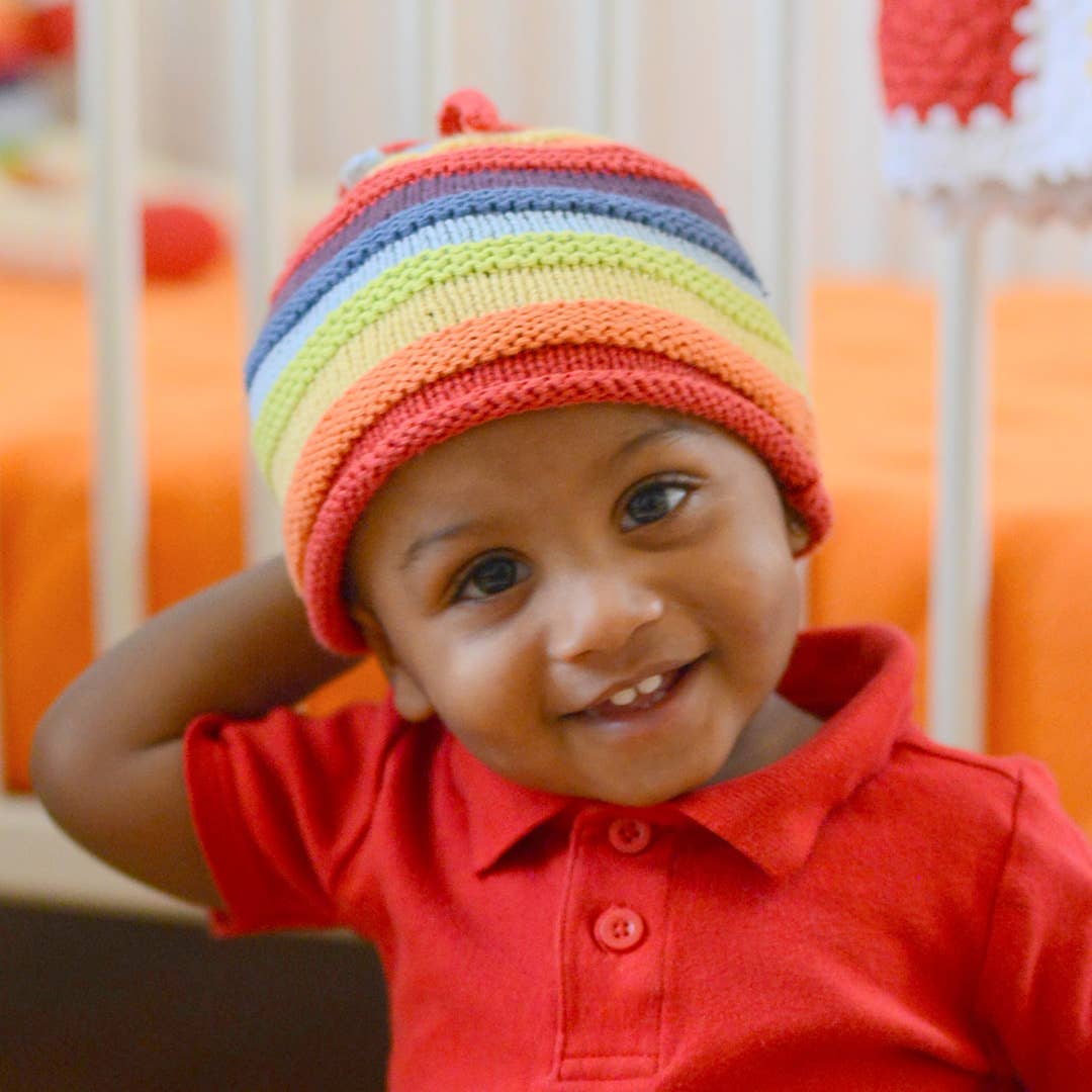 Rainbow Striped Baby Beanie