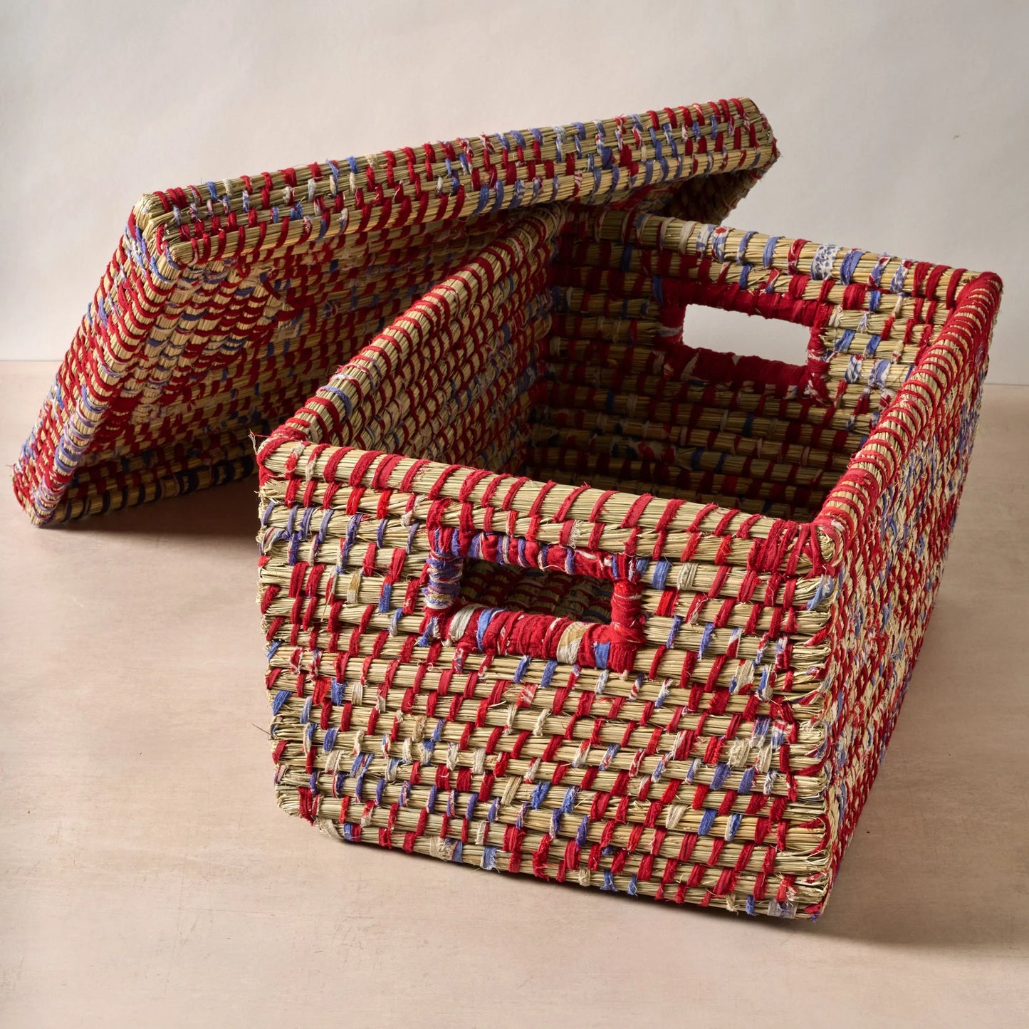 Hand Woven Lidded Storage Basket