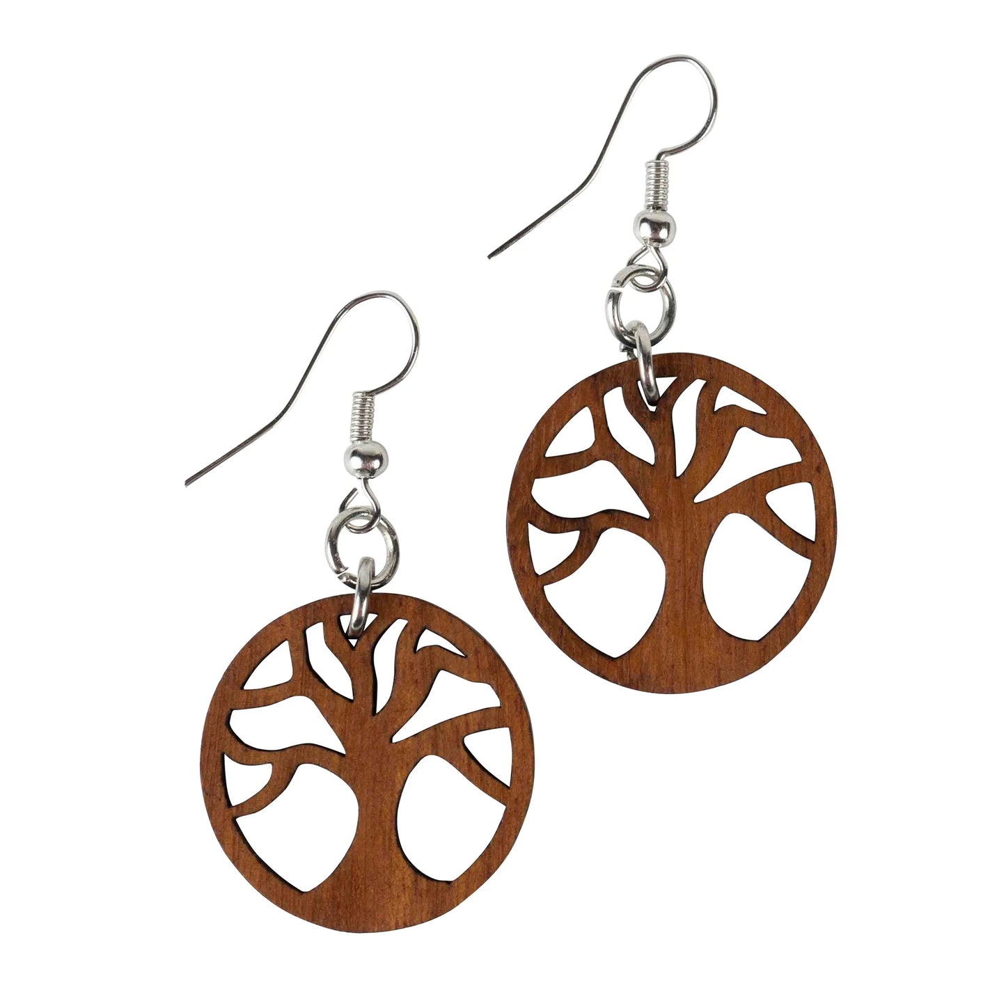 Hand Carved Tree of Life Earrings